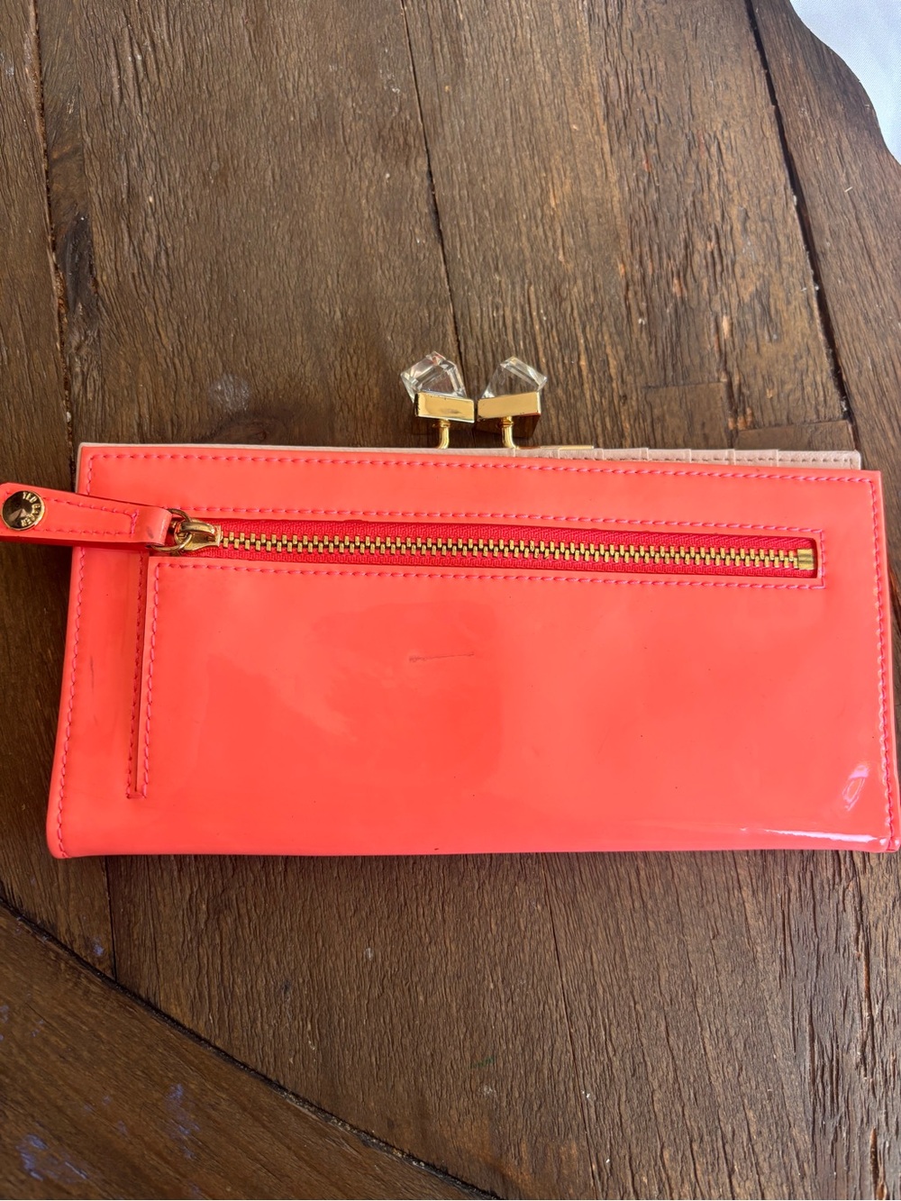 Ted Baker Coral Patent Clasp Wallet - Picture 6 of 7